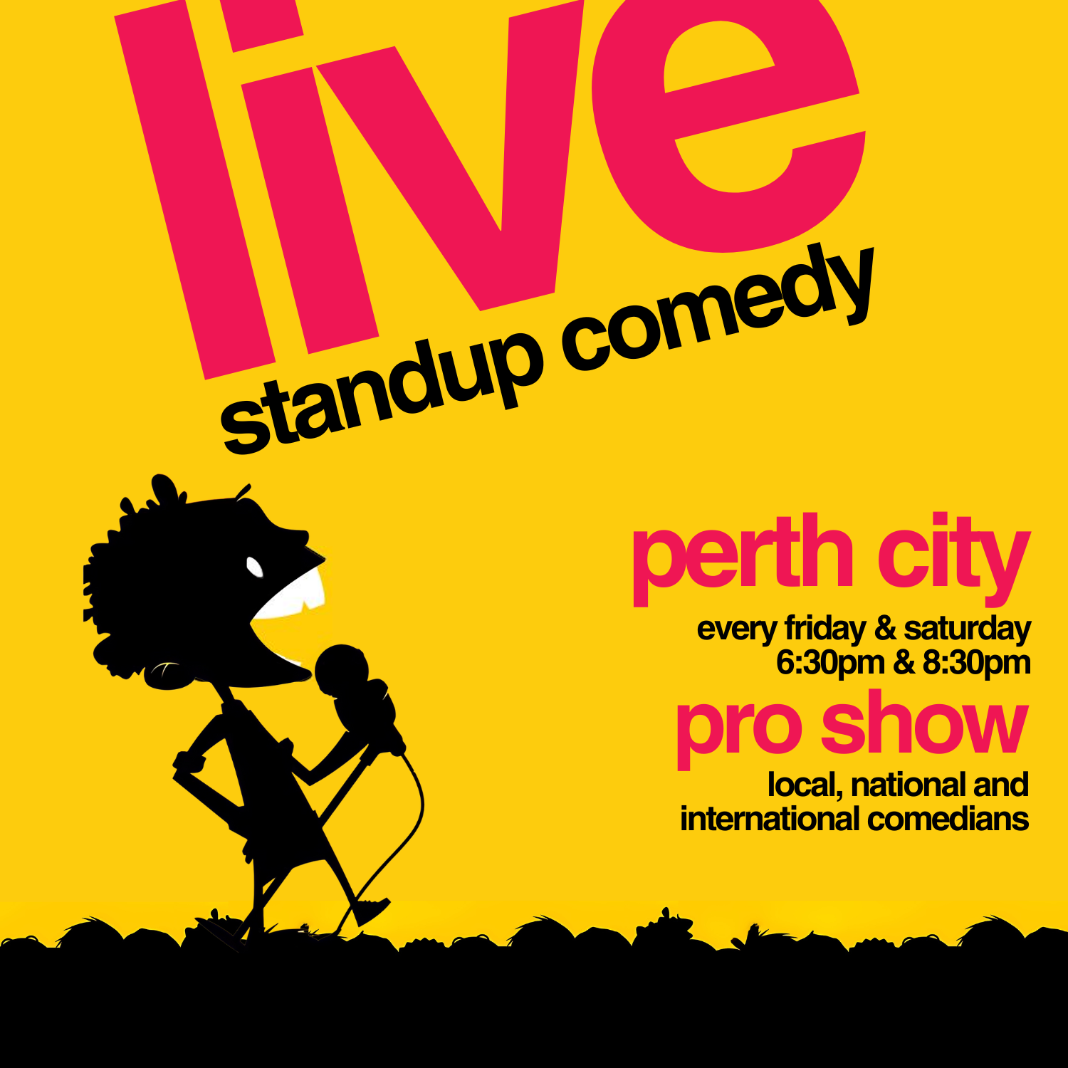 Perth Premier Comedy Show ticket page, showcasing the ultimate night out in Perth, Western Australia, with top comedians from Australia and the world.